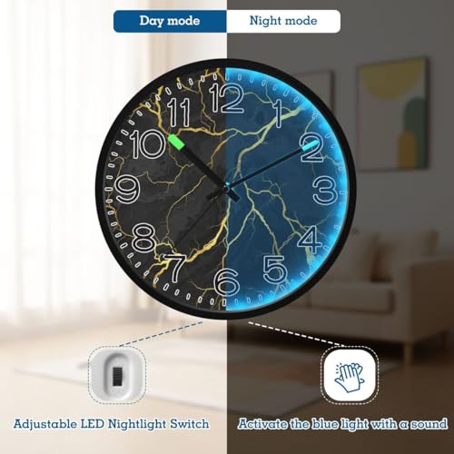 Reloj de pared digital iluminado negro 12 pulgadas miniatura 5