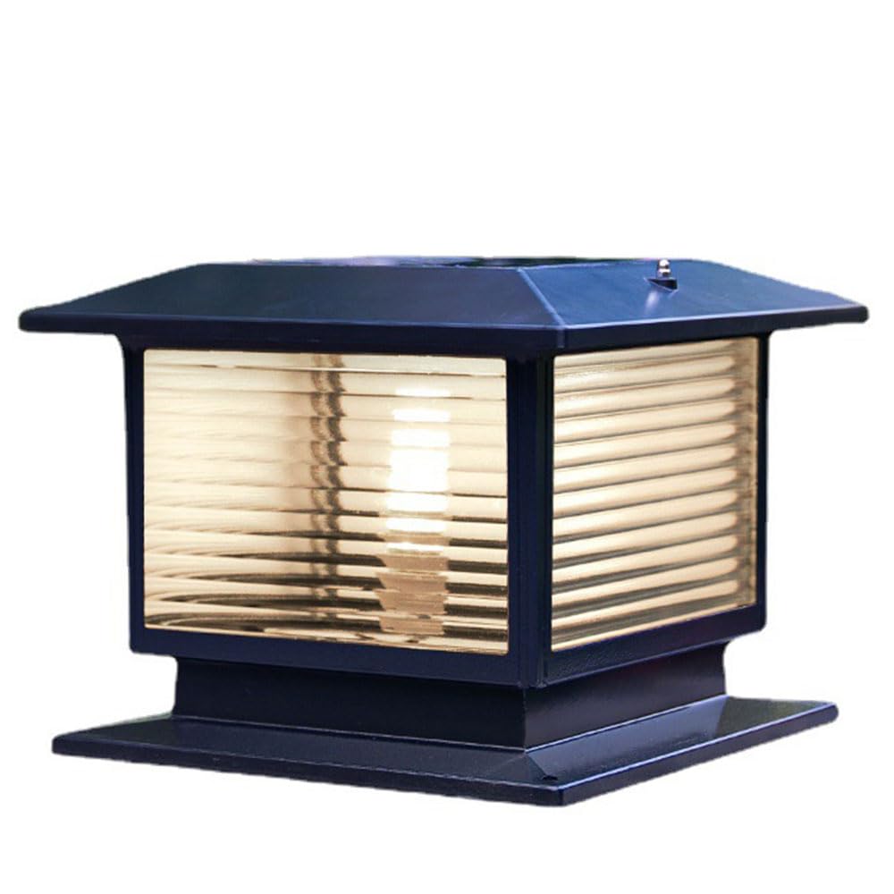 KUEYANB Solar Fence Light Fixture Outdoor Courtyard Villa Deck Post Light Waterproof Cast Aluminium Lamp for Terrace Garden Wet Location Rated Solar-Powered Column Lamp for Driveway Lawn Corridor