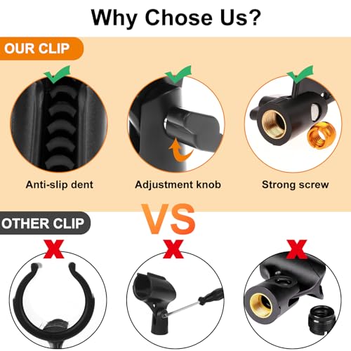 image for Haiabei 3 Pack Universal Microphone Clip Holder for Mic Stand Adjustab