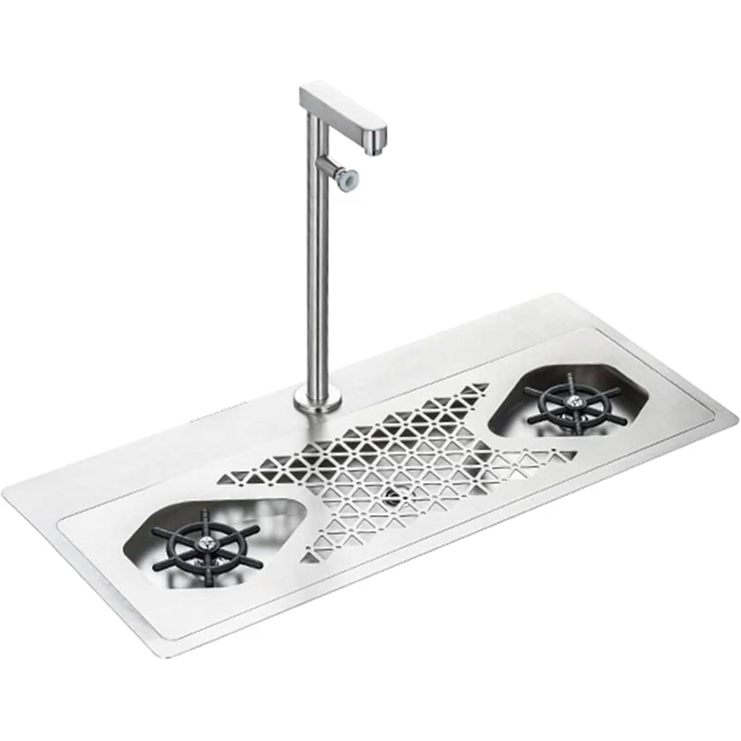 OSPSHPG Stainless Steel Pitcher Rinser, Glass Rinser, with Push Type Faucet, with Drain and Drip Tray, Cup Washer Cleaning Tool, for Kitchen, Bar, Hotel and Restaurant