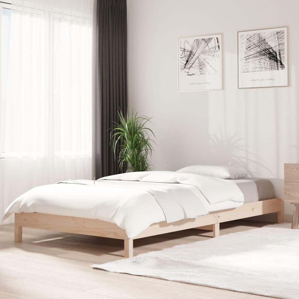 Stapelbett 90x190 cm Massivholz Kiefer, unbehandeltes Holz, platzsparend stapelbar, Robustes Bettgestell für Schlafzimmer, langlebiges Einzelbett, ideal für Gästezimmer