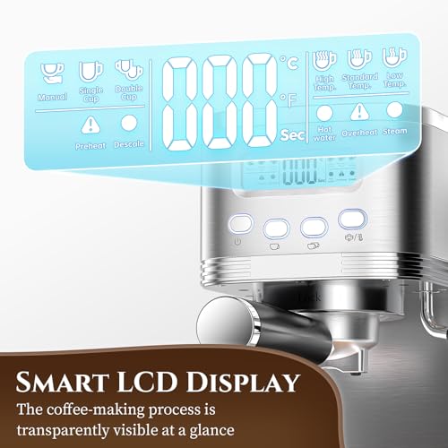 AMZCHEF-Espresso-Machines-20BAR-Espresso-Maker-with-Visual-LCD-Powerful-Milk-Frother-Temp-Customizable-Compact-Latte-Machine-for-Home-Gifts
