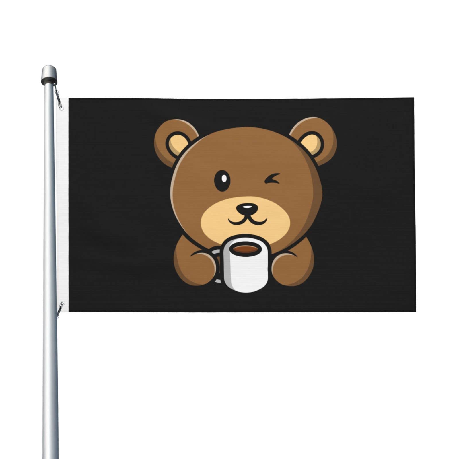 Cute Little Bear Flags for Outside 3x5 Ft Double Sided Heavy Duty Polyester Flag for Home Yard Festival Outdoor Garden Decor Welcome Flags