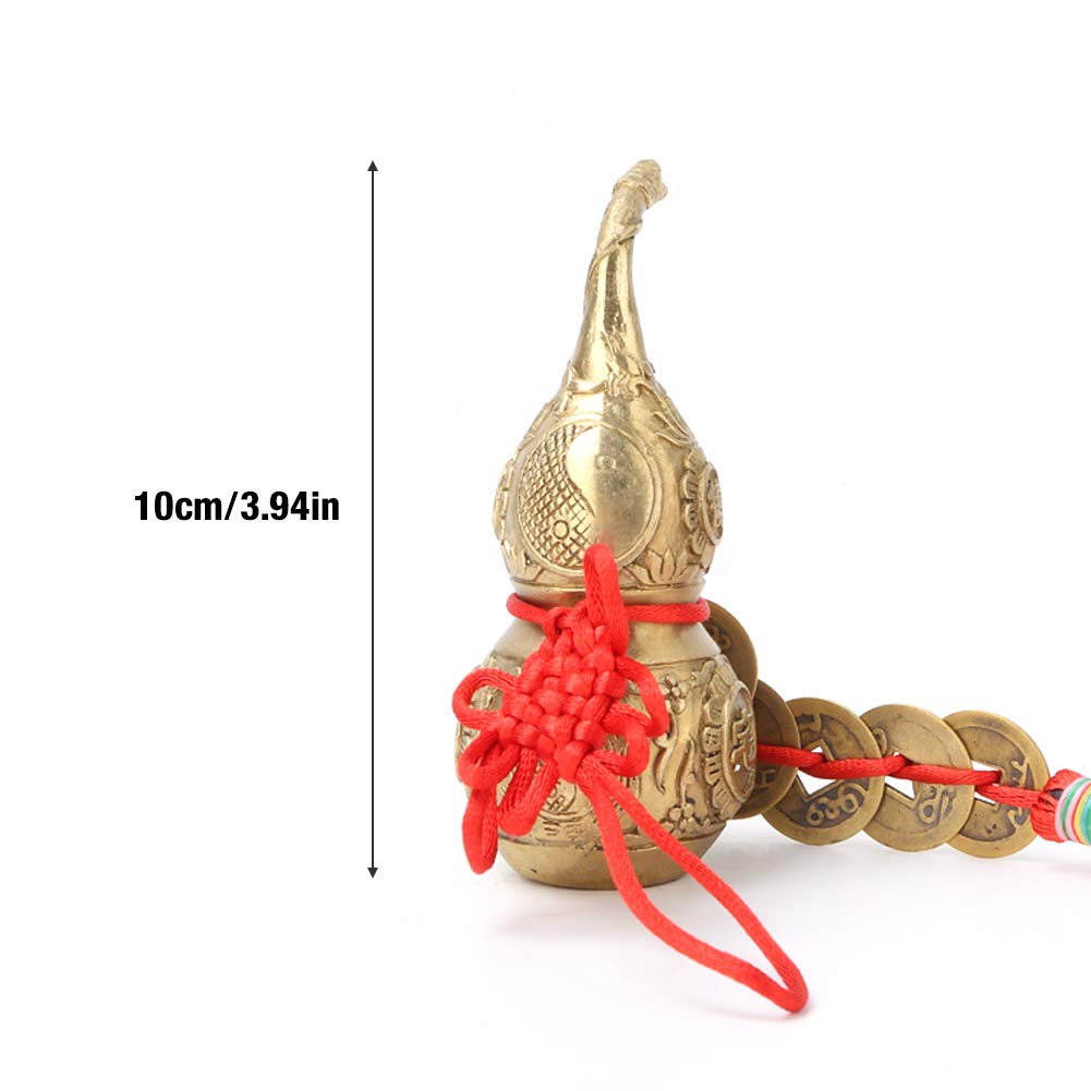 Tissting Zucca in ottone, Zucca Wu Lou in rame puro per la decorazione della casa, simbolo di fortuna e ricchezza, ornamento tradizionale cinese per ricchezza e salute, 10 cm