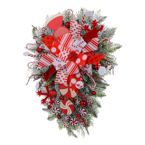 Kichvoe Christmas Wreath Unique Front Door Decor Eye-catching Holiday Pendant Easy to Install for Festive Wall Hanging Material