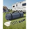 FoundGo Awning Carpet HDPE Camping Outdoor Rug with Eyelets,Nails,Broom,for RV,Patio,Backyard,Picnic,Beach,Trailer 9'*6' (2.74 * 1.83m) -Blue Grey