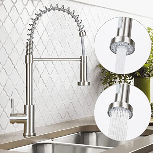 Mursche grifo cocina baja presión - grifo con ducha mezclador extraíble acero inoxidable 360° giratorio fregadero grifo - níquel cepillado Cover