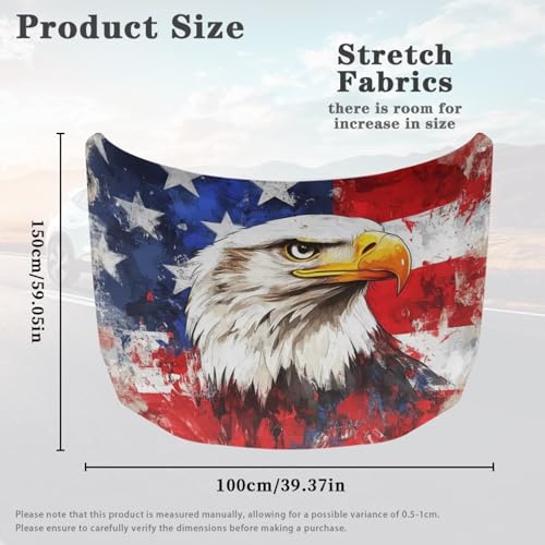 Image of Flag Eagle American Hood Flag Cover Stretch Polyester Fabric Cover Car Hood Cover Protector Easy Installation Removable Automotive Accessories Suitable for Cars