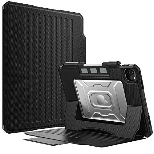 Dadanism Case for iPad Pro 12.9 inch 2020 4th Generation with Pencil Holder, Support Apple Pencil Wireless Charging [7 Magnetic Stand Angles] Shockproof Rugged Protective Cover,Auto Wake/Sleep, Black