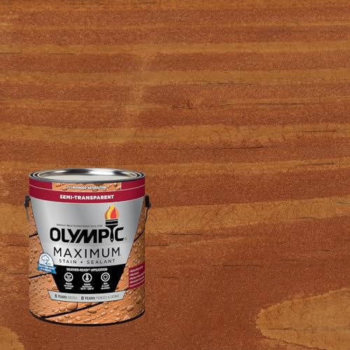Olympic Maximum 1 gal. Redwood Semi-Transparent Exterior Ready to Use Stain and Sealer in One Low VOC