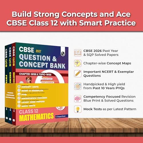 Image of PW CBSE Question & Concept Bank (QCB) Class 12 Physics, Chemistry, Mathematics COMBO Set of 3 Books Chapterwise & Topicwise Solved Questions For 2027 Exams