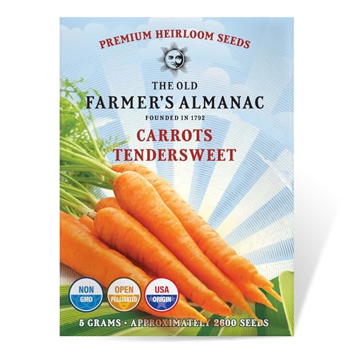 The Old Farmer's Almanac Heirloom Carrot Seeds (Tendersweet) - Approx 2600 Seeds - Non-GMO, Open...