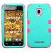 MYBAT TUFF Hybrid Phone Protector Cover for Alcatel 7024W One Touch Fierce - Retail Packaging - Teal/Pink