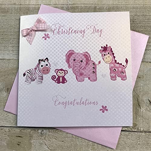 White Cotton Cards Blanco Tarjetas de algodón Rosa Juguetes día de Bautizo Hecho a Mano Tarjeta de Bautizo, Color Blanco
