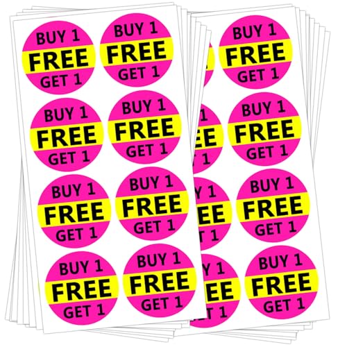 Buy One Get One Sale Pricing Labels,1.5 inch Round Discount Retail Food Stickers for Grocery Stores, Supermarkets, Bakeries, Convenience Stores (504 Pcs)