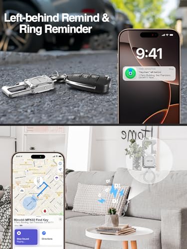 Image of Miroddi Keychain Tracker, Men's Key Chain Works with Find My(iOS Only), Heavy Duty Keychain Carabiner Bottle Opener, Car Key Chains with Finder, Anti-lost Keyrings Tracker, Rechargeable, Silver