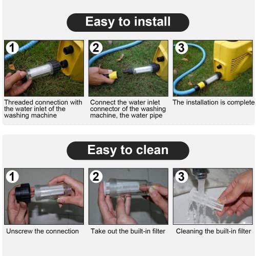 Voarge 4 Stück Wasserfilter Für Hochdruckreiniger - 3/4 Zoll Anschluss Mit Edelstahlgeflecht