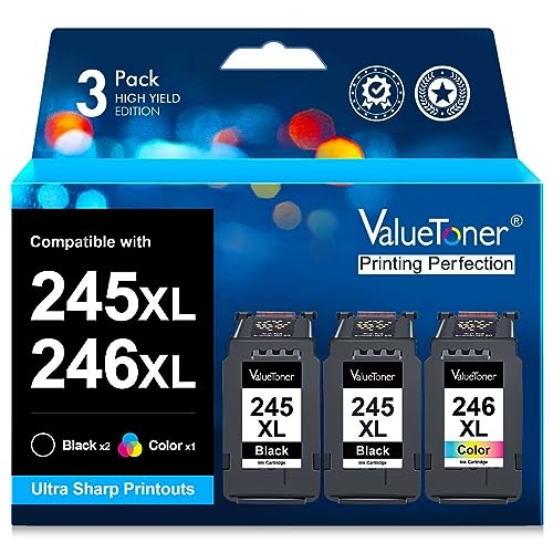 Valuetoner Replacement for Canon Ink Cartridges 245 and 246 Pg-245Xl Cl-246Xl PG-243 CL-244 Compatible with TR4520 MX492 MX490 MG2420 MG2520 MG2522 MG2920 MG2922 MG3022 MG3029 (3-Pack) 1 Valuetoner-Replacement-for-Canon-Ink-Cartridges-245-and-246-Pg-245Xl-Cl-246Xl-PG-243-CL-244-Compatible-with-TR4520-MX492-MX490-MG2420-MG2520-MG2522-MG2920-MG2922-MG3022-MG3029-3-Pack