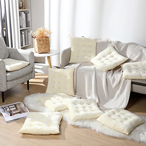 Roowest 9 Pack Seat Cushion Chair Cushions Pads With Ties Non Slip Chair Mat For Kitchen Office Dining Chairs Sofa Patio Furniture Indoor Outdoor Use, 16 X 16 Inch (Beige) #TOP2