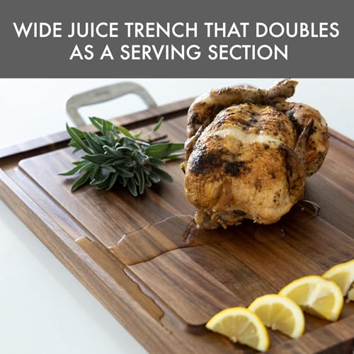 Tabla de Cortar y Servir de Madera de Acacia Dexas con Asas de Acero Inoxidable – Tabla Grande de 20 x 15 pulgadas para Quesos, Carnes, Aperitivos y Snacks – Bandeja Duradera de Corte y Servicio para Cocina y Entretenimiento miniatura 6