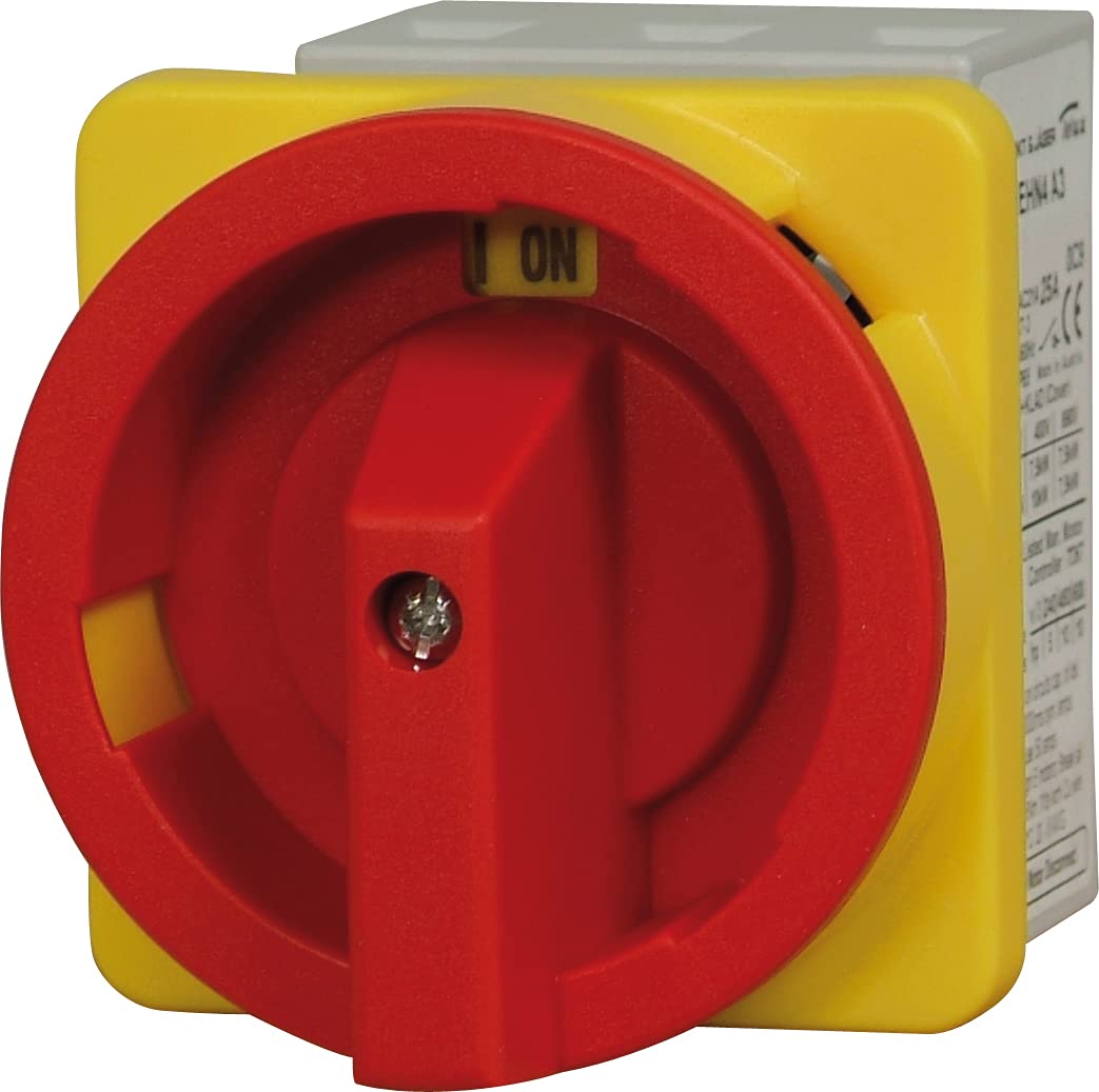 Emergency Stop Switch, red/Yellow, 25 A, Separating, 3-Pole, Front Installation
