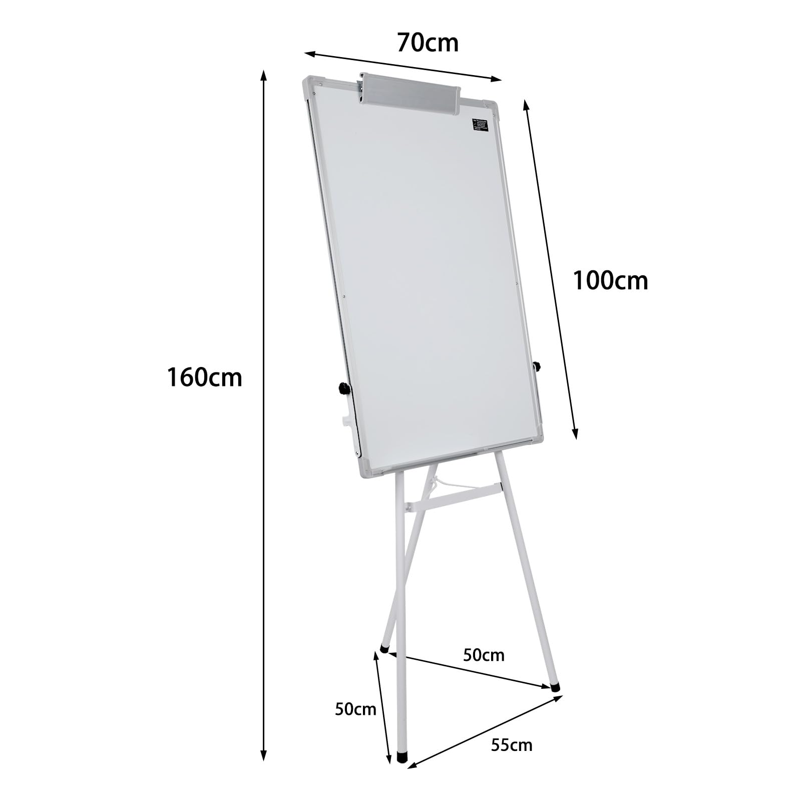 OHMG - Lavagna Bianca Cancellabile su Cavalletto, Efficace a Secco, Magnetica, Altezza Regolabile con Supporto, Mobile, Portablocco per Conferenze (70 * 90 cm - Bianco)