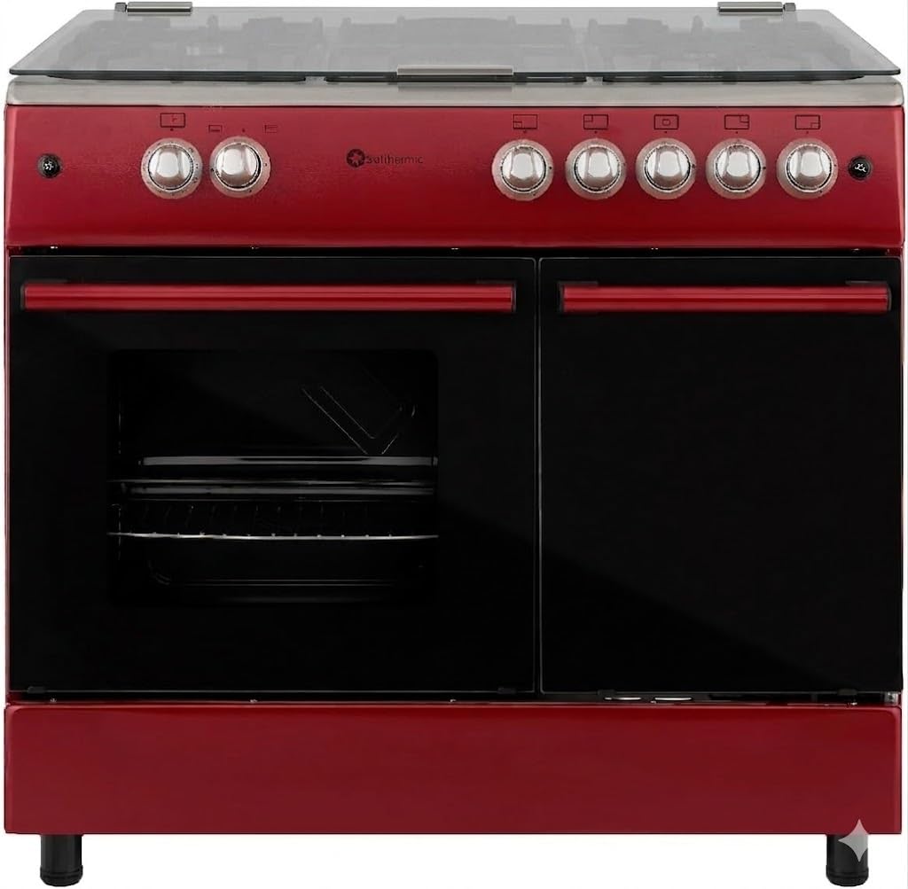 SOLTHERMIC F9LT50G2RED COCINA GAS PORTABOMBONA ROJA DISEÑO RETRO / 5 FUEGOS CON ENCENDIDO AUTOMATICO/HORNO 64 L. / ENTREGA A DOMICILIO Y RETIRADA DEL USADO GRATIS