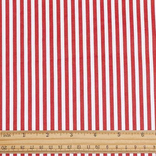 PH PandaHall 1.6m Toile Rayée Rouge et Blanc au Mètre Coton Rayé Toile Rayures Imprimées Tissus à Coudre Tissus Décoratifs Rayés pour Costume Patchwork Quilting Création Décoration Maison