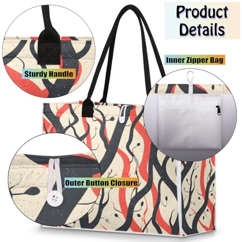 Art Branches Tote Bag for Women Large Beach Bag Reusable Tote Bags for Work Travel Beach Shopping4