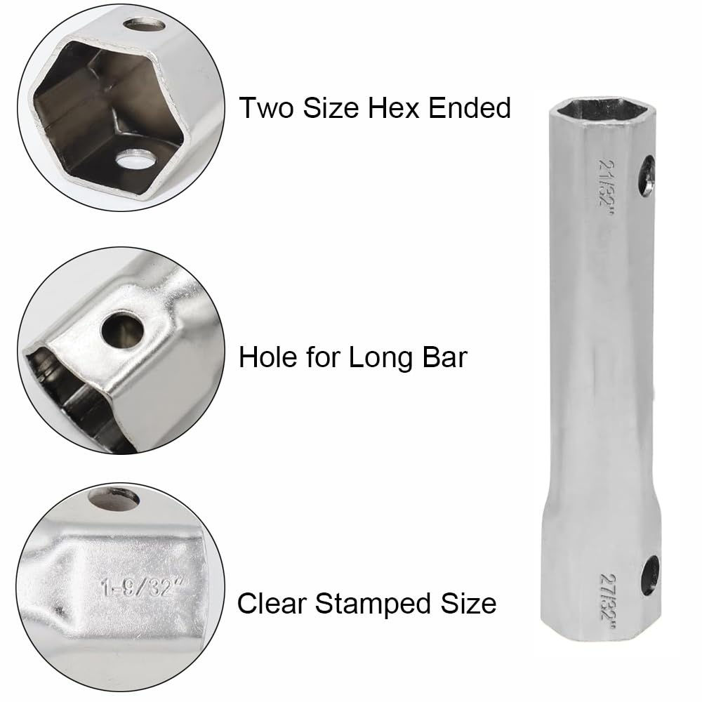 Juego de 2 llaves de fontanero de doble extremo, herramienta de enchufe de válvula de ducha, kit de herramientas ajustable para quitar tuercas de bañera e instalación de grifo de agua