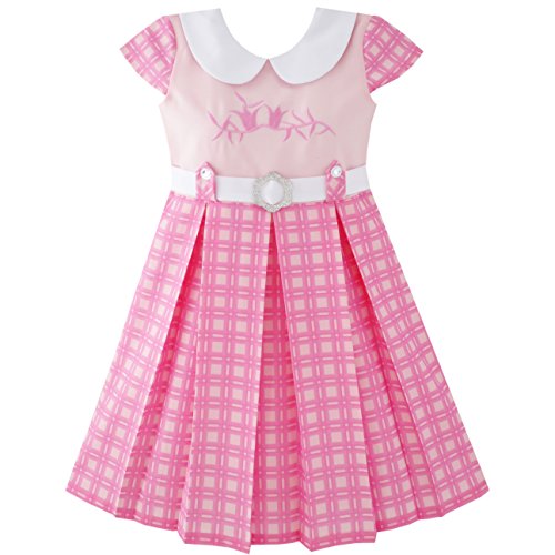 Sunny Fashion Girls Dress Pink Belted School Pleated Hem Size 4-14