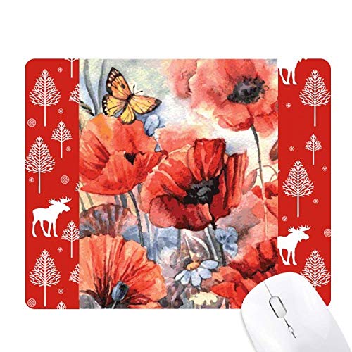 Souris de Noël bois déco forêt avec fleurs et papillon coloré