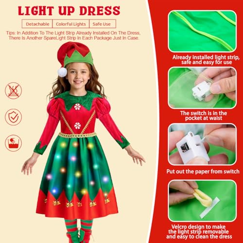 Disfraz de elfo luminoso para niña 3-10 años miniatura 6