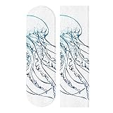 ALALAL 33.1x9.1inch Sport Outdoor Skateboards Grip Tape Jellyfish Formed by Vintage Lines Print...