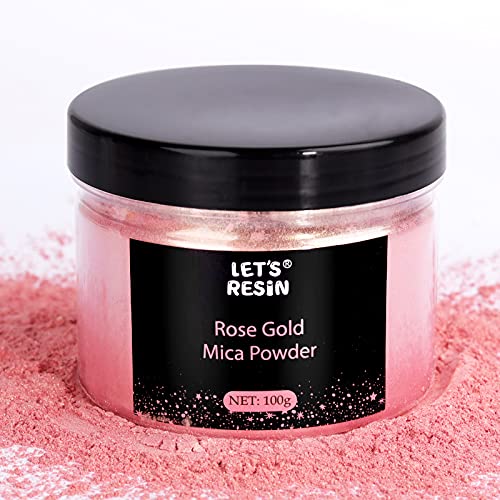 LET'S RESIN Rose Gold Mica Powder, 3.5OZ/100G Massive Color Pigment Powder, Pearl Resin Mica Powder for Epoxy Resin, Nail Art, Slime, Bath Bomb, DIY Crafting Projects