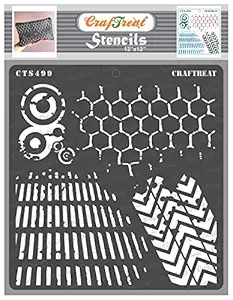 Stencils for Wall Painting - Distressed Patterns2 Stencil - Size: 12X12 Inches - Distressed Geometric Wall Stencil - DIY Reusable Wall Stencil - Wall Painting Stencils for Bedroom
