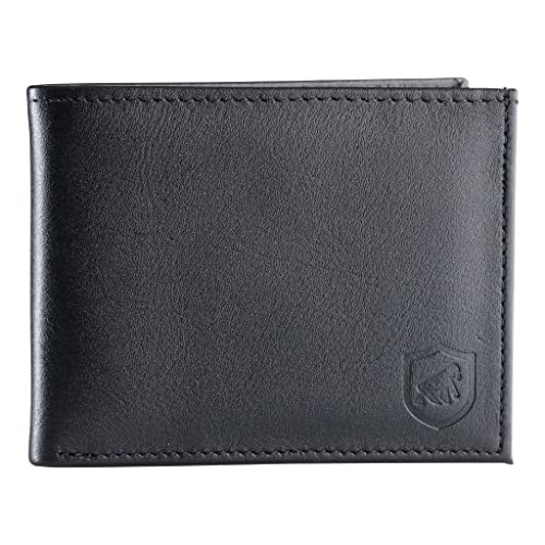 Gshield Carteira de Couro Masculina Porta Cartão com 8 Compartimentos para Cartões, Documentos e Notas, Snap Guardian Preta