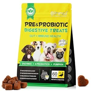 Probiotics for Dogs, 60 Chews Dog Probiotics for Gut Health, Digestive Treats for Dog, Support Immune System, Reduce Diarrhea, Gas, Bad Breath & Itchy Skin, Duck Flavour