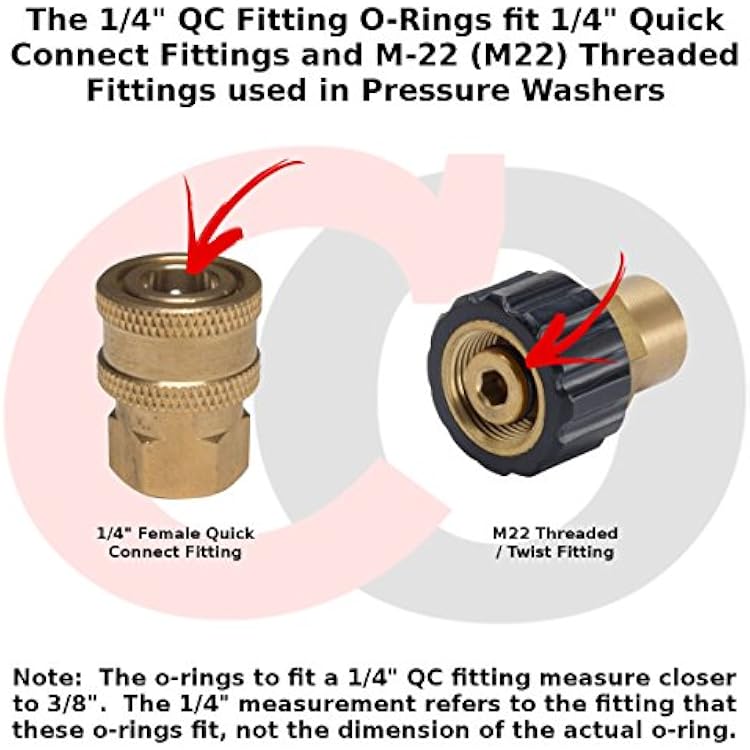 Captain O-Ring - Power Pressure Washer O-Rings for 1/4 Quick Coupler, High Temperature Viton FKM (10 Pack)