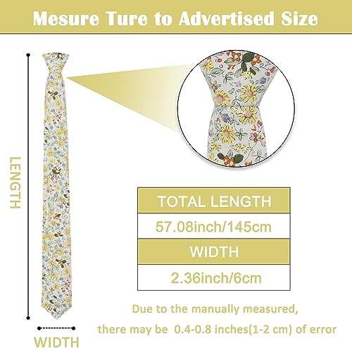 Image of Mantieqingway Men Skinny Tie Cotton Floral Necktie for Wedding Groomsmen Tie