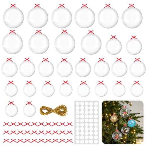 30 Stück Befüllbare DIY Christbaumkugeln, 4/5/6cm Weihnachtskugeln...