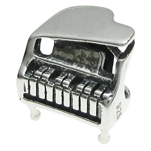 Abalorio de plata de ley 925 con diseño de piano para pulseras de abalorios europeas.