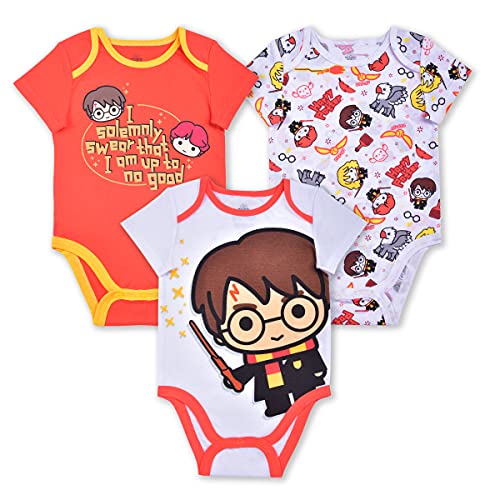 Image of WARNER BROS’ Harry Potter 3 Pack Short Sleeve Creeper Bundle for Boys, Baby’s Bodysuit Set