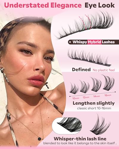 Image of Lash Clusters Kit Wispy Cluster Eyelash Extensions Kit Natural DIY Lash Extension Kit 10-16mm Eyelashes Clusters 180pcs C Curl Individual Lashes Cluster Eyelash (No Tweezers)