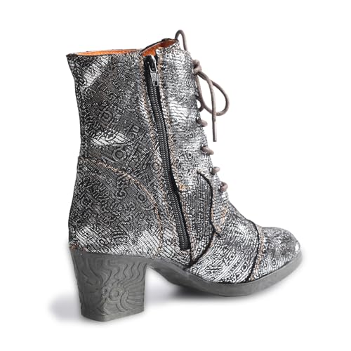 TMA EYES Abstract Studded Lace-up and Zipper Women's Leather Boots3