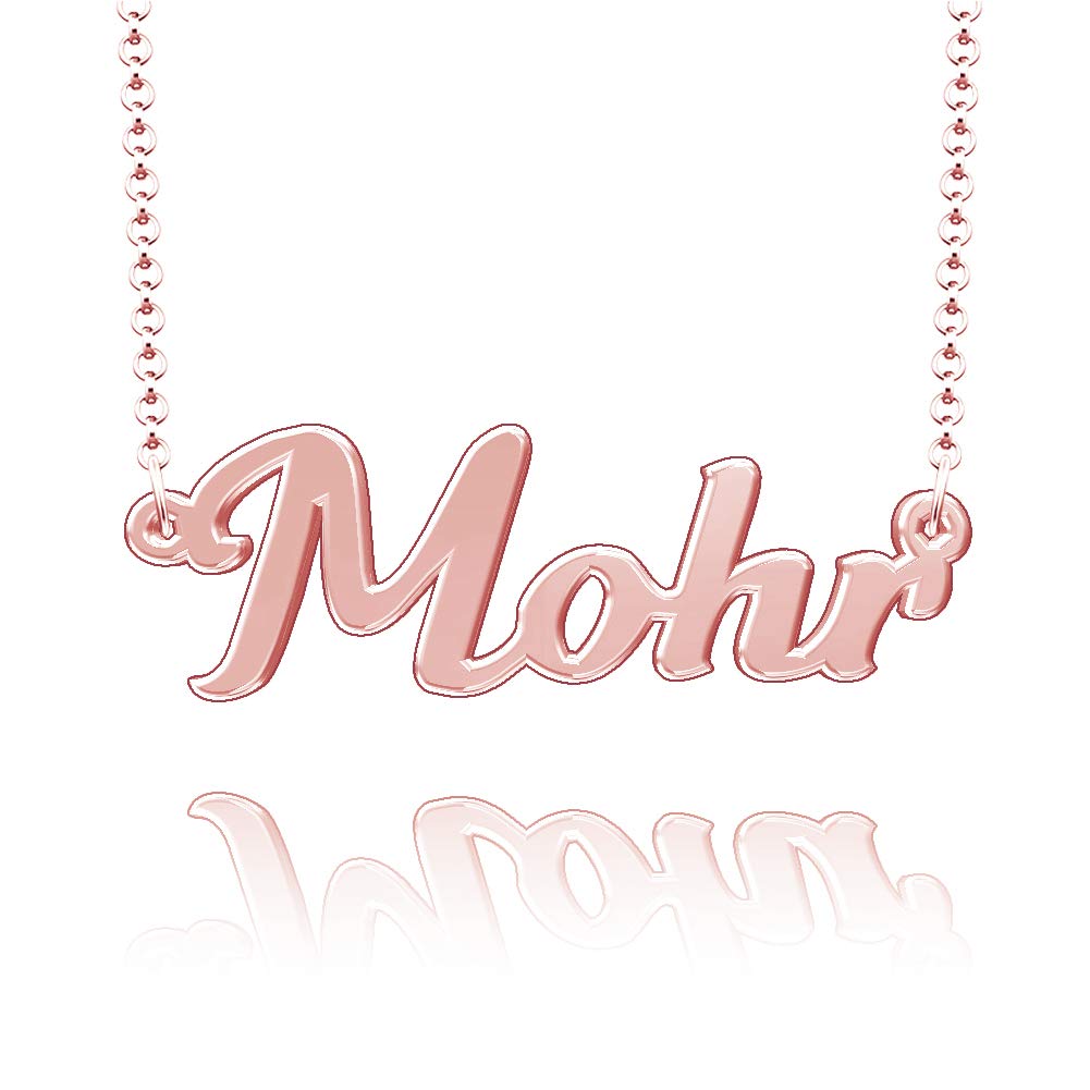LoEnMe Jewelry Mohr Name Necklace Stainless Steel Plated Custom Made of Last Name Personalized Gift for Family