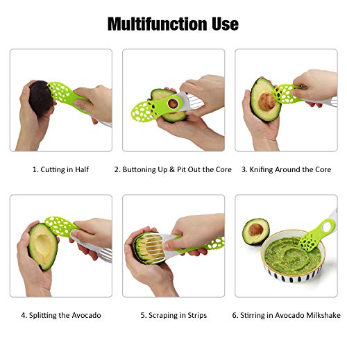 5-in-1 Folding Avocado Slicer 3-Pack, Avocado Cutter Fruit Cutter & Vegetable Peeler Kitchen Tools, Kiwi Fruit Slicer