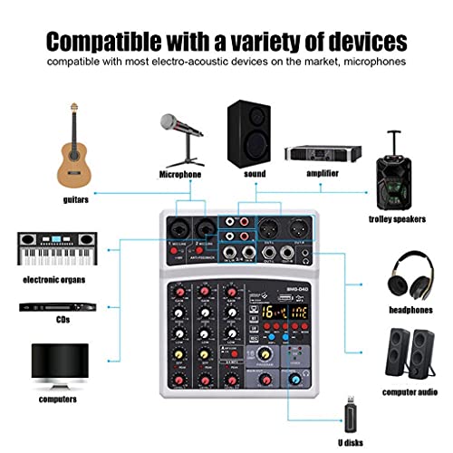 PFDTS 4 kanaals 16 DSP AUDIO MIXERS USB-geluidskaartinterfaceconsole met Bluetooth-compatibele 48V Phantom Power (Color : A) - Image 4