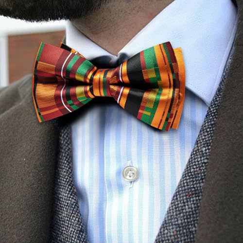 Image of Barry.Wang Paisley Striped Bow Tie for Men Silk Pre-Tied Bowtie Pocket Square Cufflinks Set Formal Wedding Party Prom