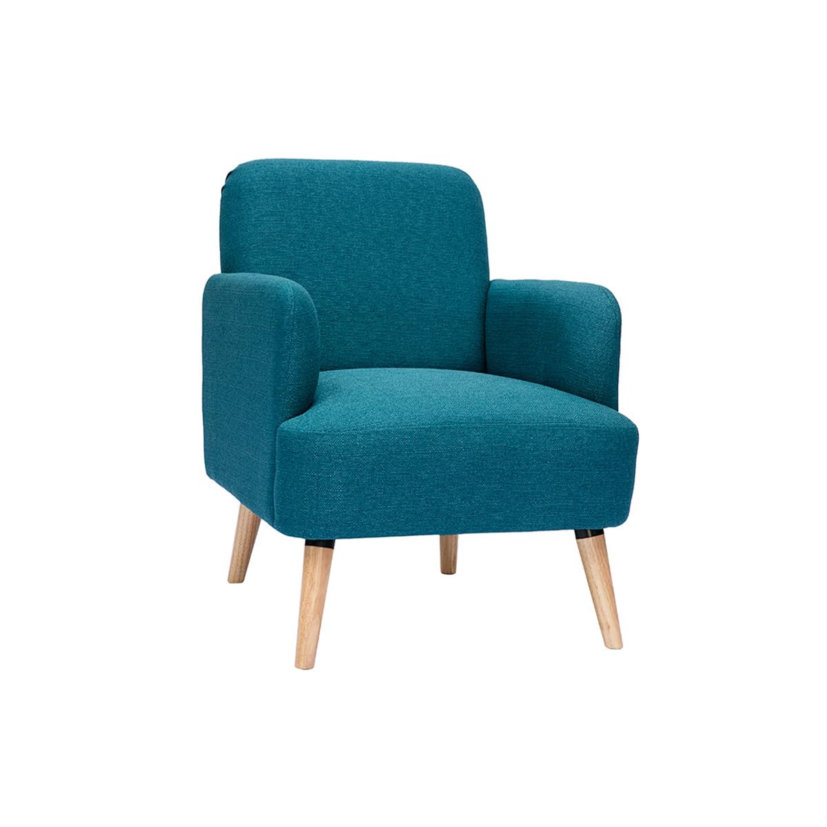 Miliboo Fauteuil scandinave en Tissu Bleu Canard et Bois Clair ISKO